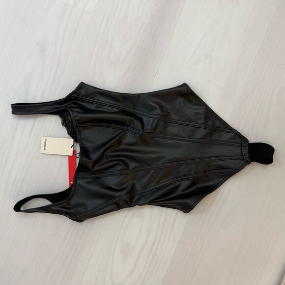 POPILUSH Shapewear Faux Leather Lace Balconette Sculpting Bodysuit 📦 - Picture 10 of 14